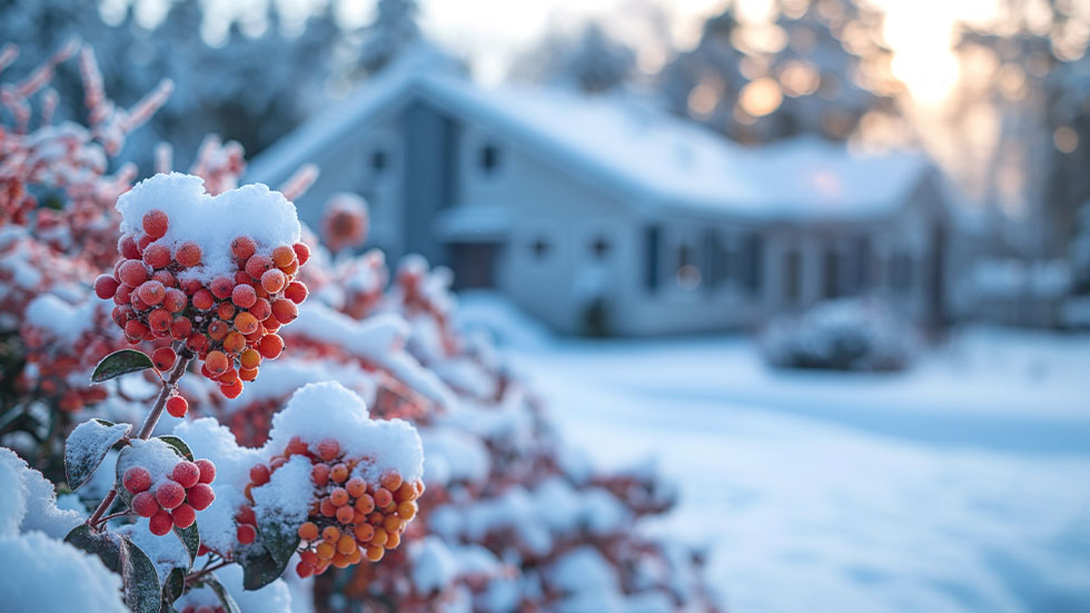 berry shrub in the winter