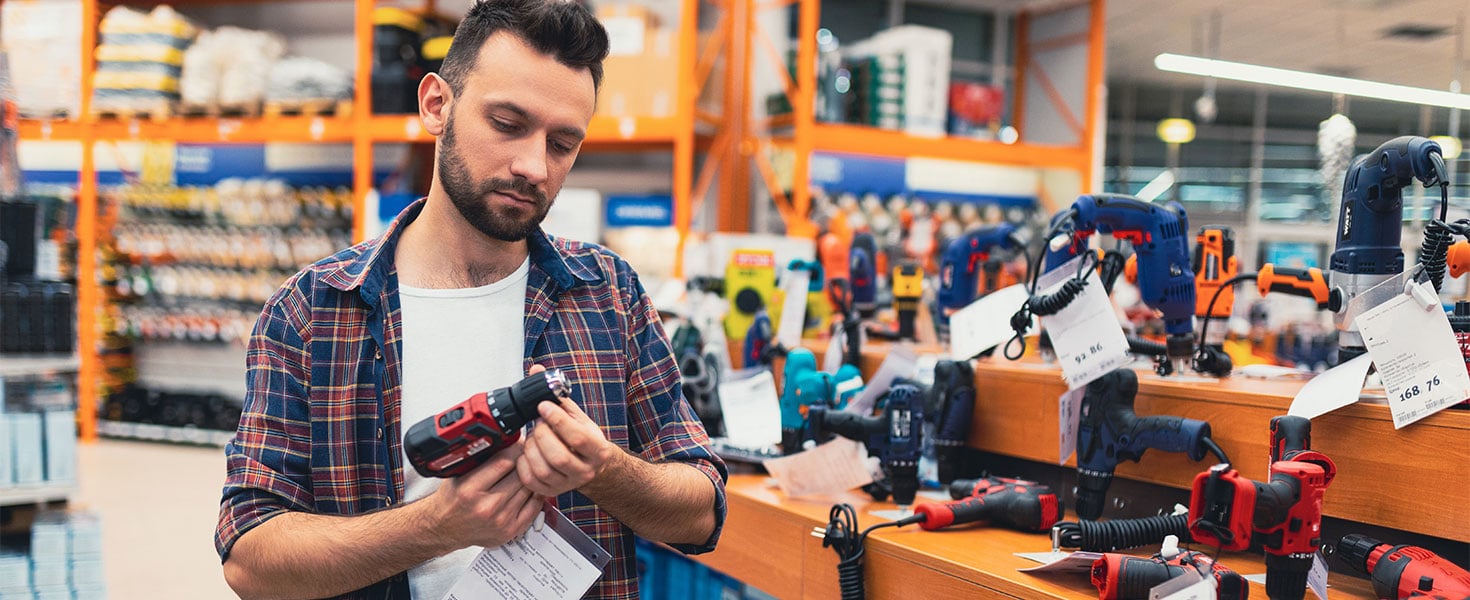 Man shopping for power tools