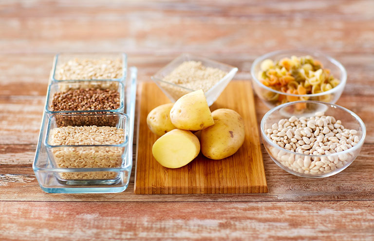 raw potatoes and beans