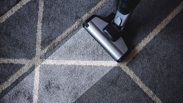 Close up of steam cleaner cleaning very dirty carpet; Credit: dusanpetkovic