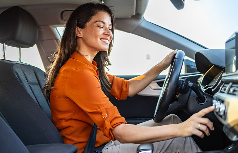 woman in car