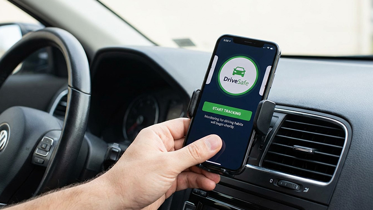 Generic car insurance app tracker Generated with Runway AI, Art Directed by Andrea M. Corbin