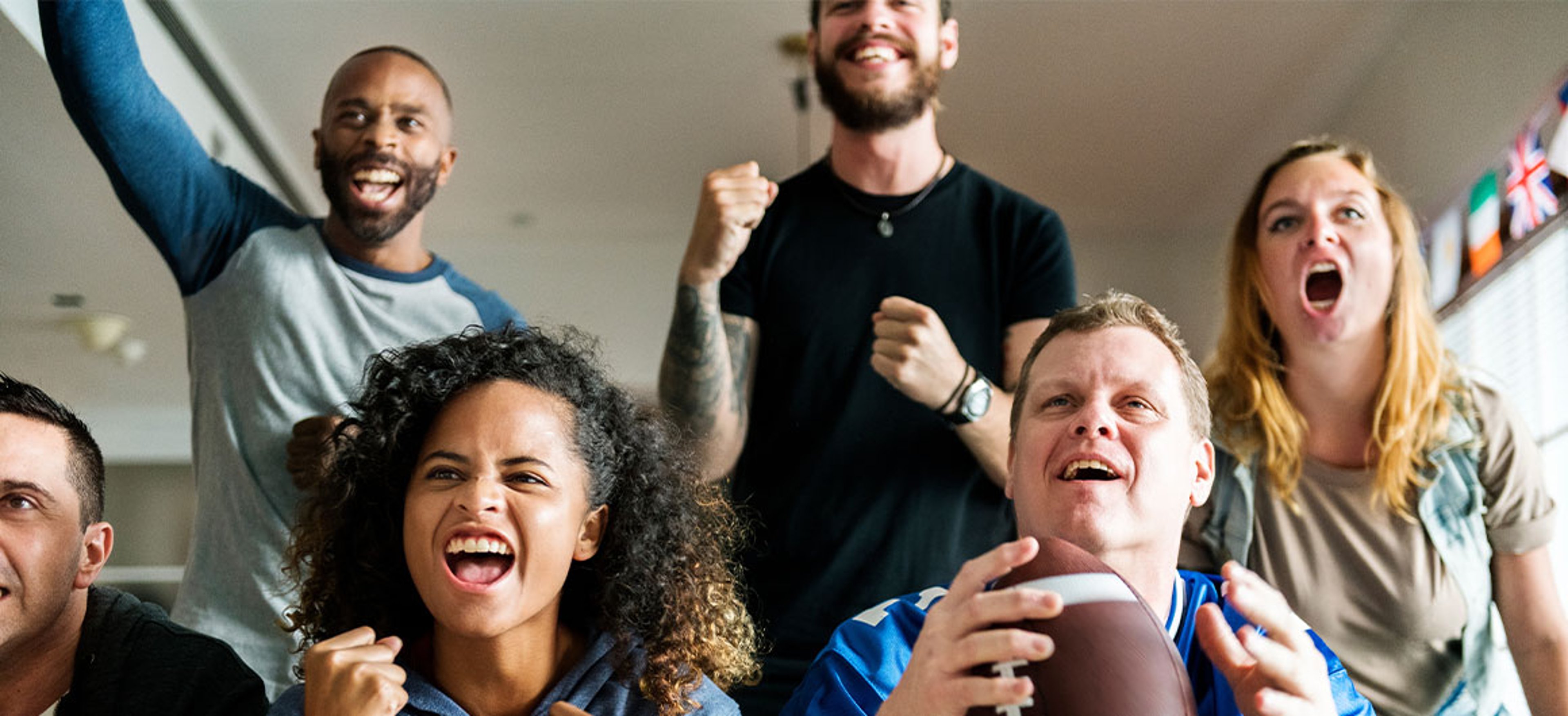 friends watching football game