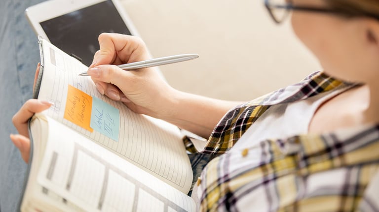 woman using planner