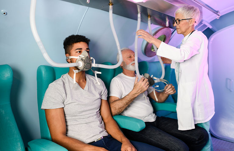 people partaking in oxygen therapy