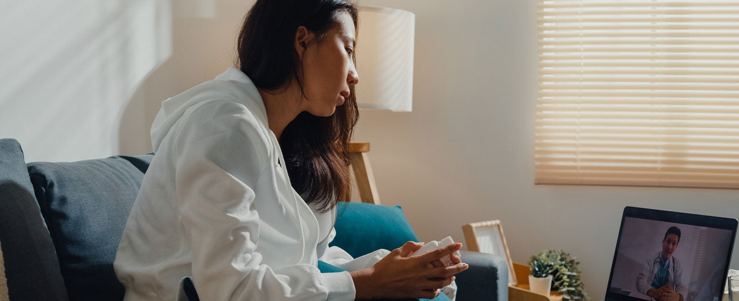 Girl on a video call with doctor