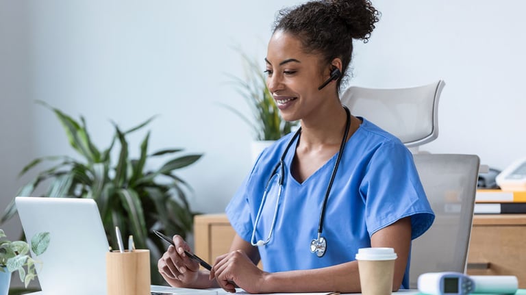 Health care worker on a video call 