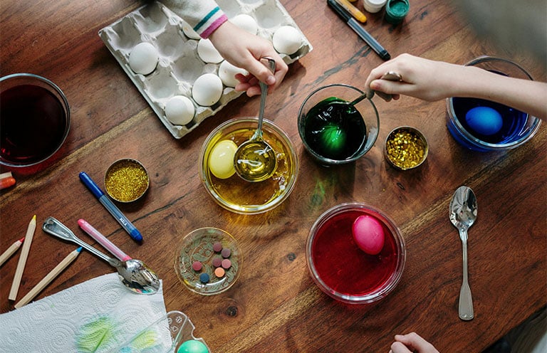 Easter eggs being dyed