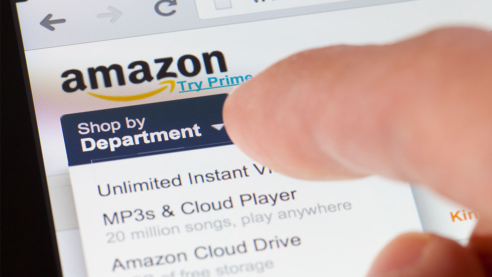 Amazon website shop by department screen