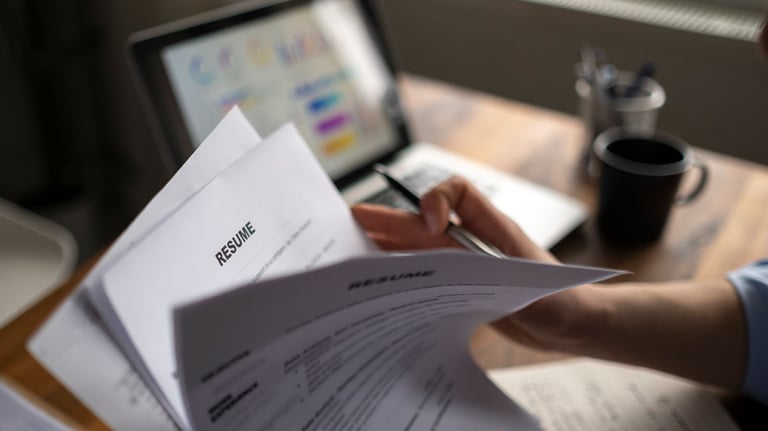 looking through resumes