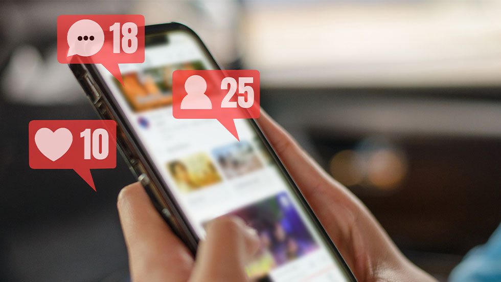 social media concept, likes and comments