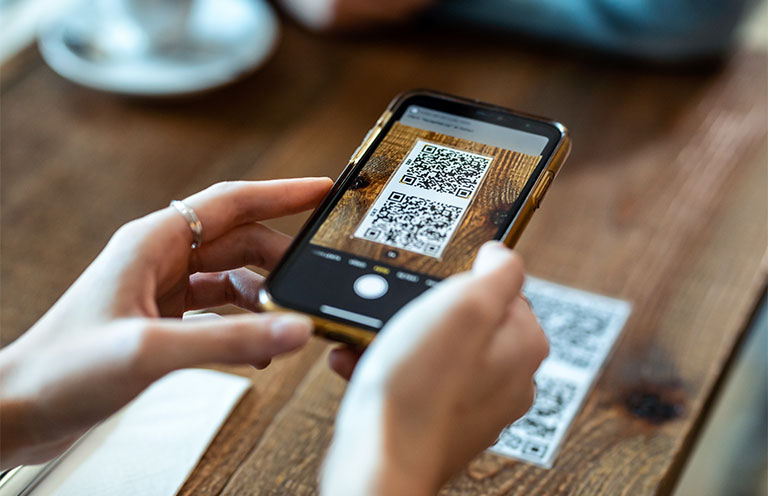 phone scanning QR code