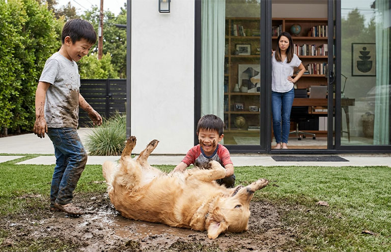 kids playing in dirt outside