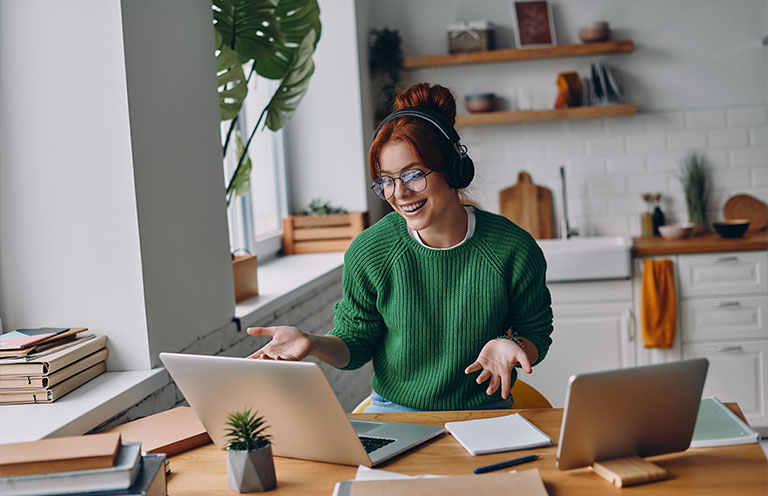 woman on laptop, working from home, home business