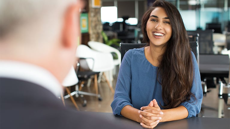 woman being interviewed