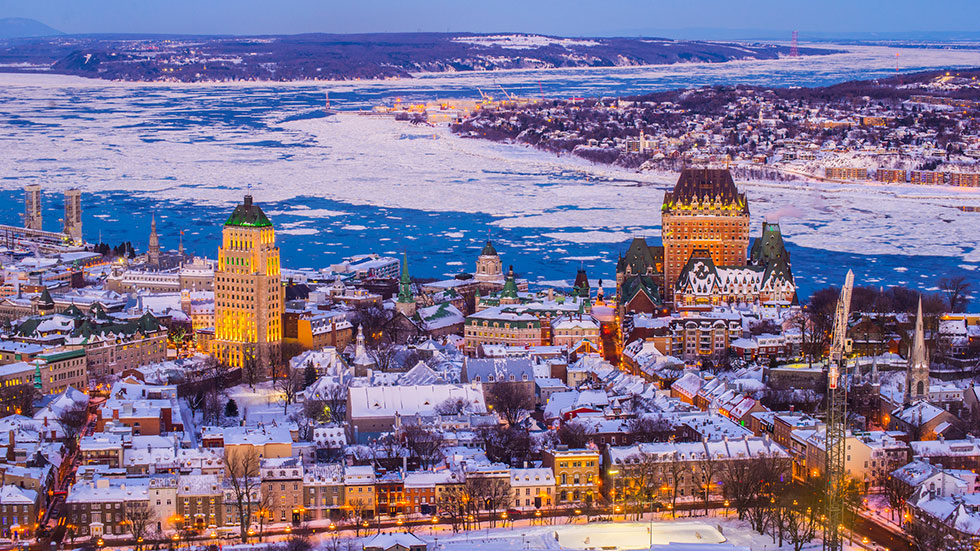 Snowed Quebec city panoramic view. Photo by Jcca/iStock.com