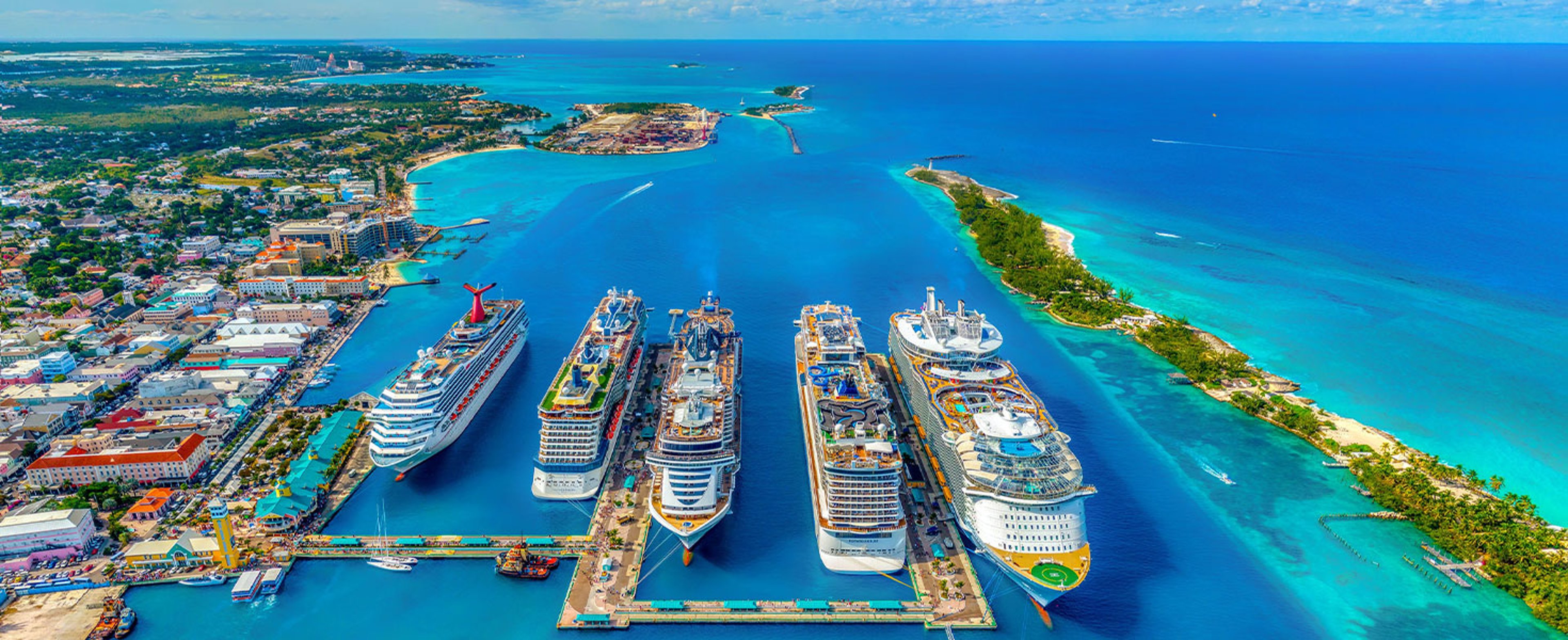 cruise ships at port in the Bahamas
