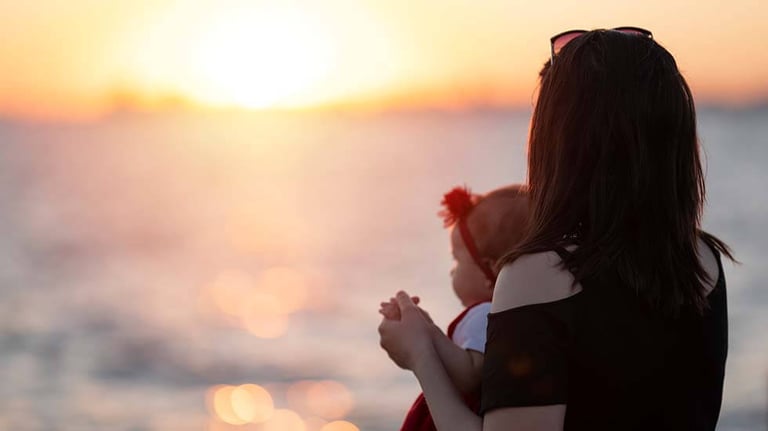 Baby and the sunset
