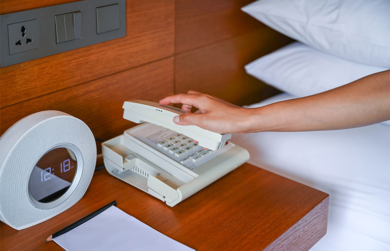 picking up hotel phone