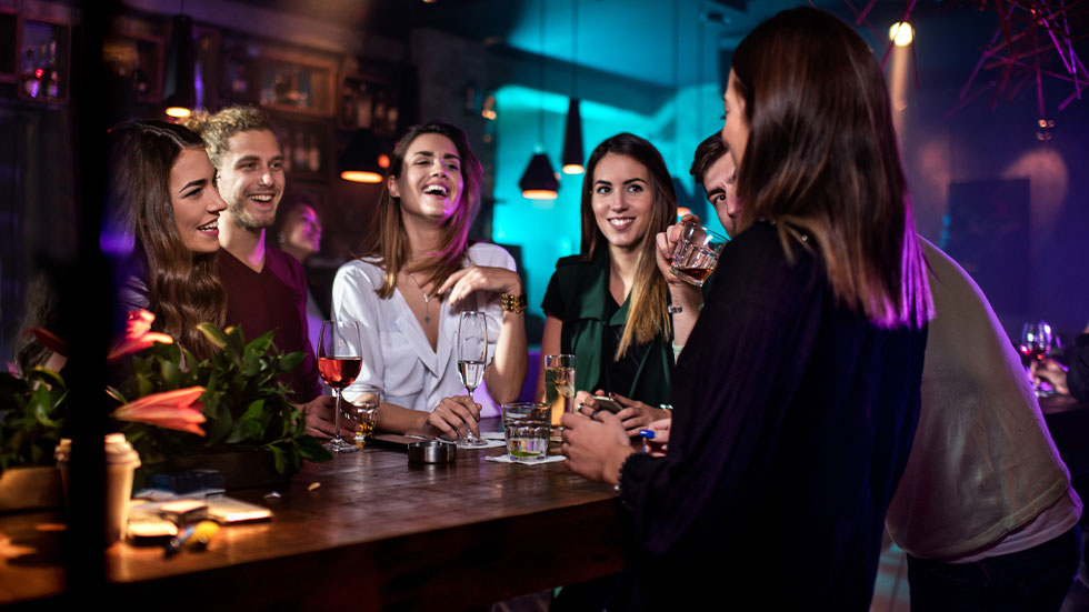 group of friends having drink