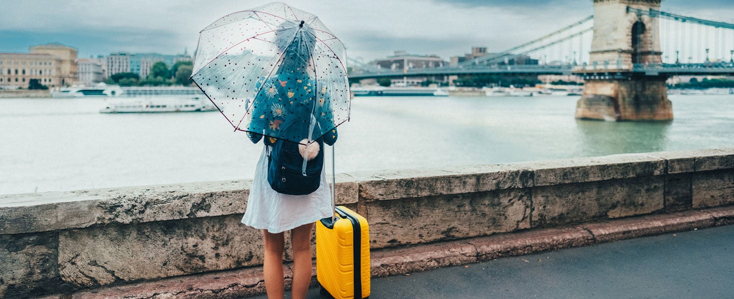 Woman in London rain