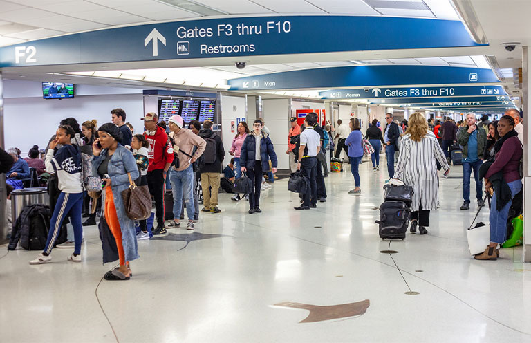 Travelers in Ft Lauderdale-Hollywood Airport in Ft Lauderdale Florida USA