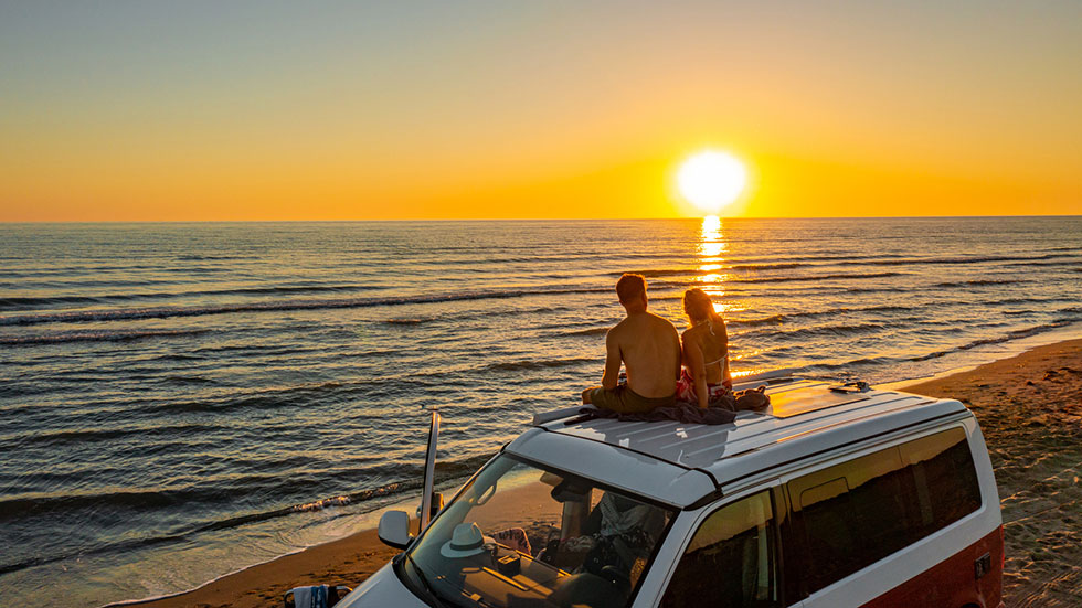 Couple watching sunset