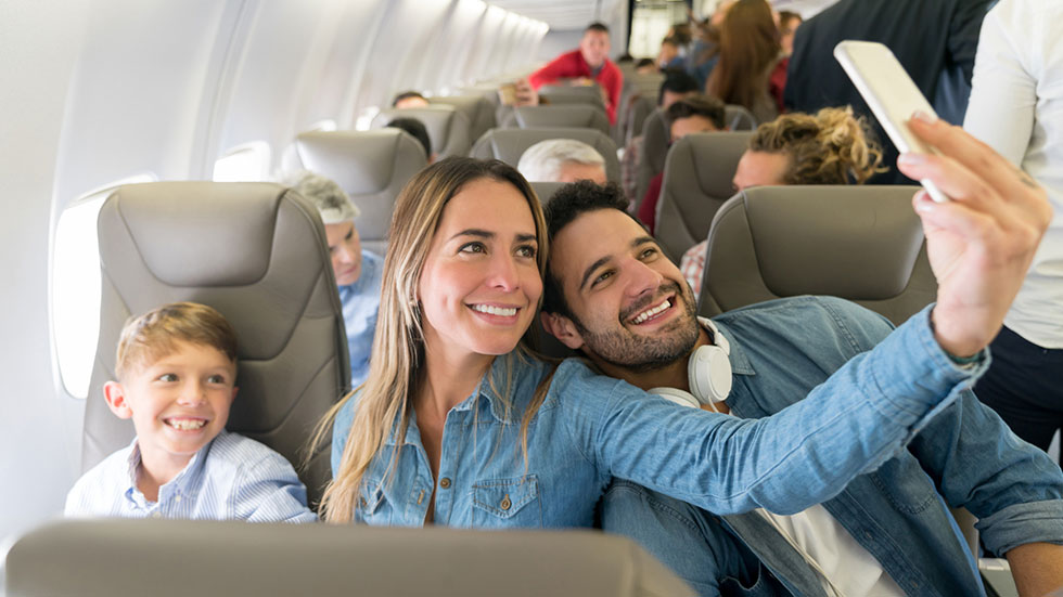 Happy family traveling