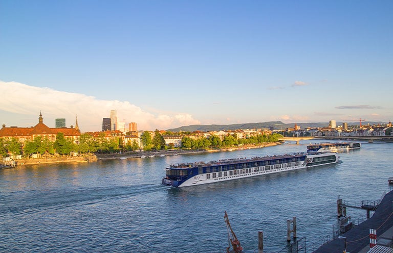 cruise ship Viking on the banks of the Rhine