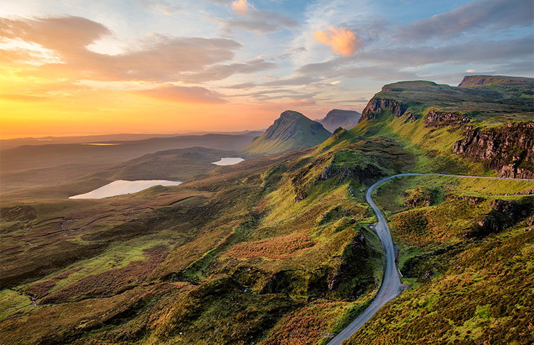 The Quiraing on the Isle of Skye in Scotland