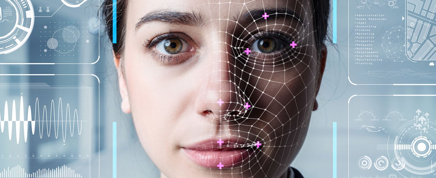 Authentication by facial recognition concept