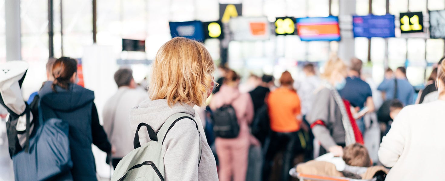 people in line at airport