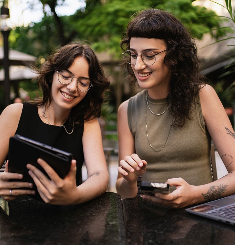 Lesbian couple talking about their investment