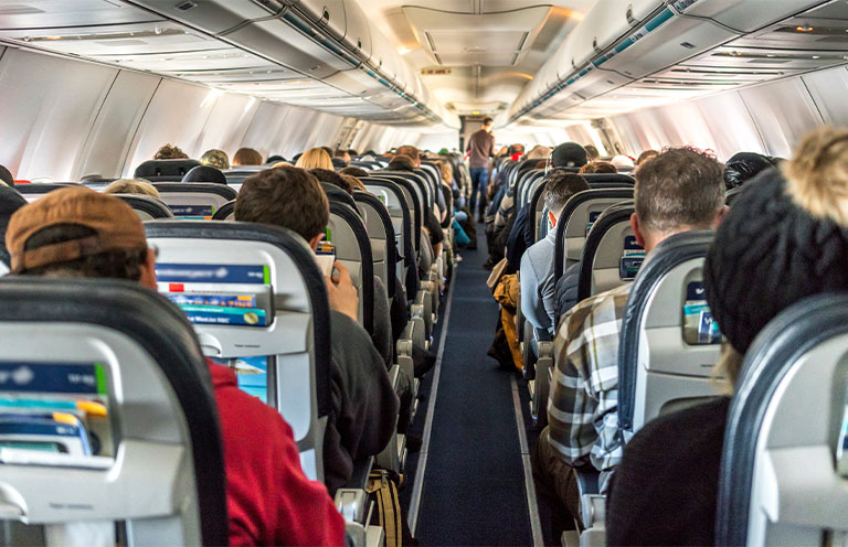 view of plane from middle or back rows