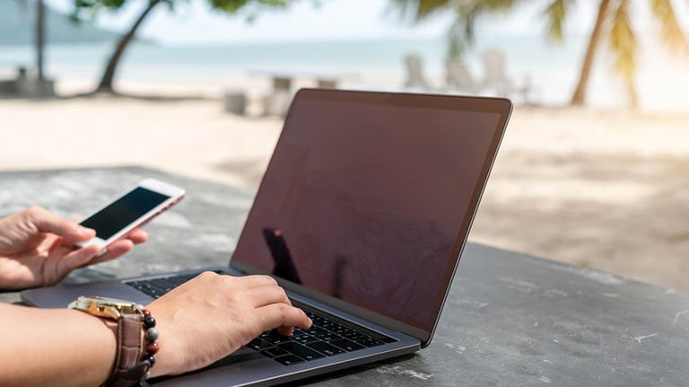 Working on the beach