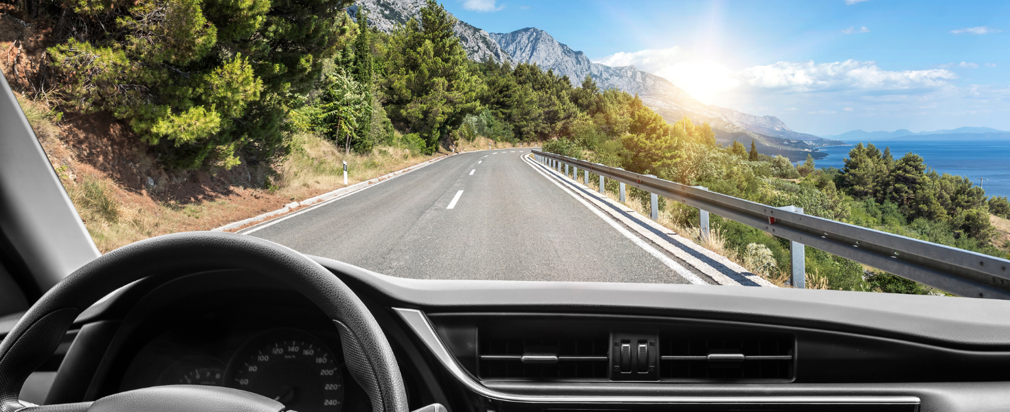 road view from inside car