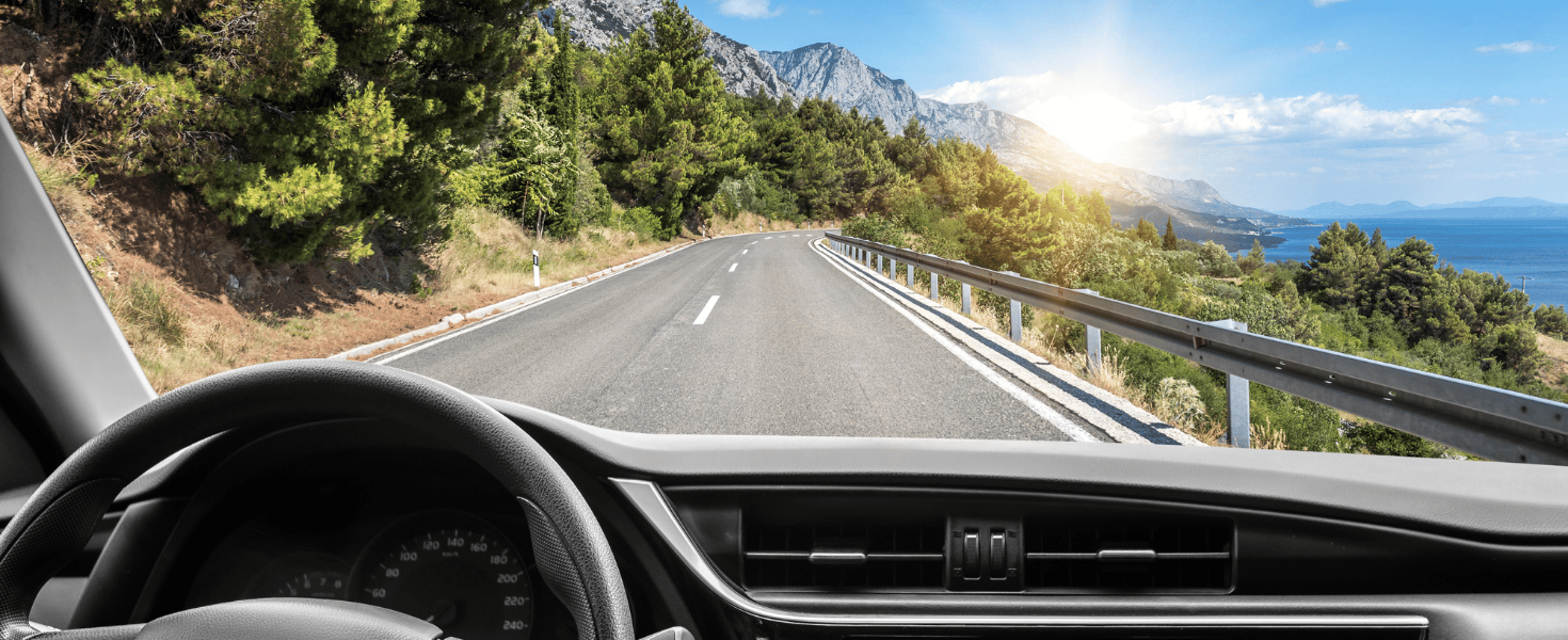road view from inside car