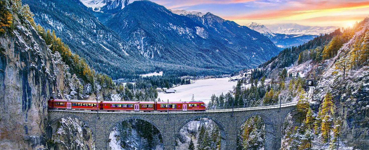 Train in Filisur, Switzerland
