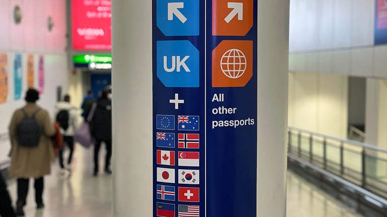 London, England - March 10 2024: Passport Control and the United Kingdom, UK Border Control at Heathrow Airport, London, England, Great Britain, Europe Credit: dmbaker