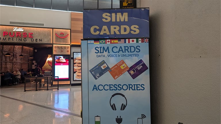 sim card sign at airport