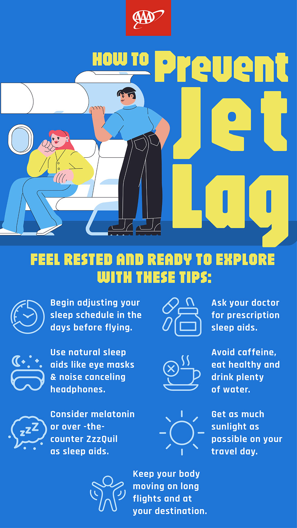 Infographic on how to prevent jet lag