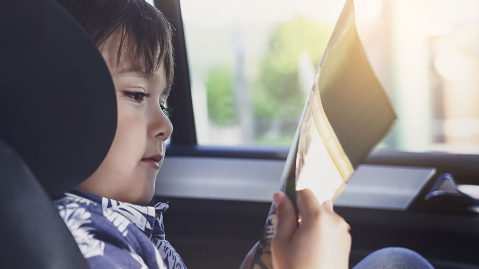 Young boy reading