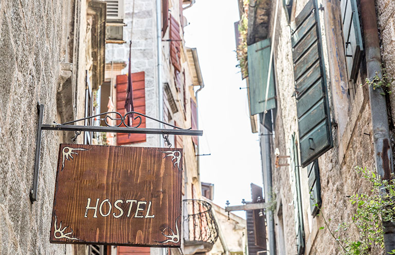 hostel sign