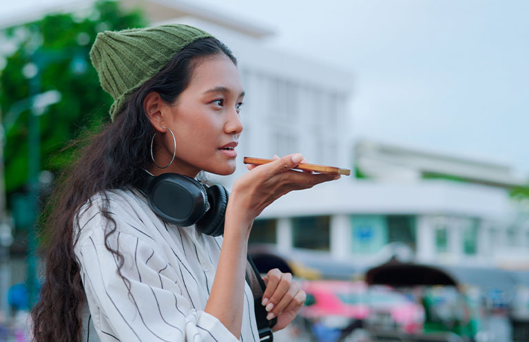 woman speaking on phone