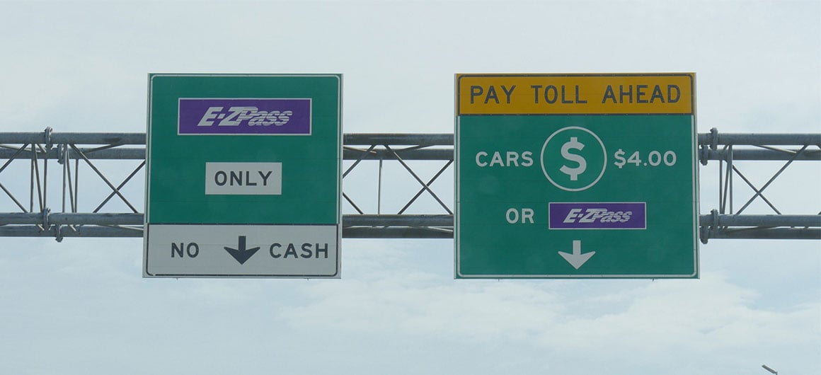 EZ pass toll signs