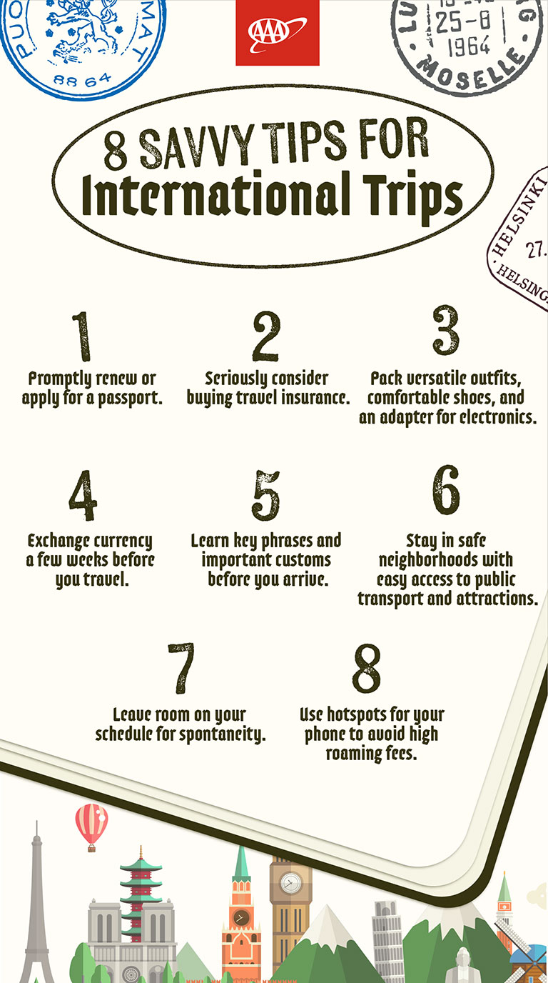 infographic on tips for international trips