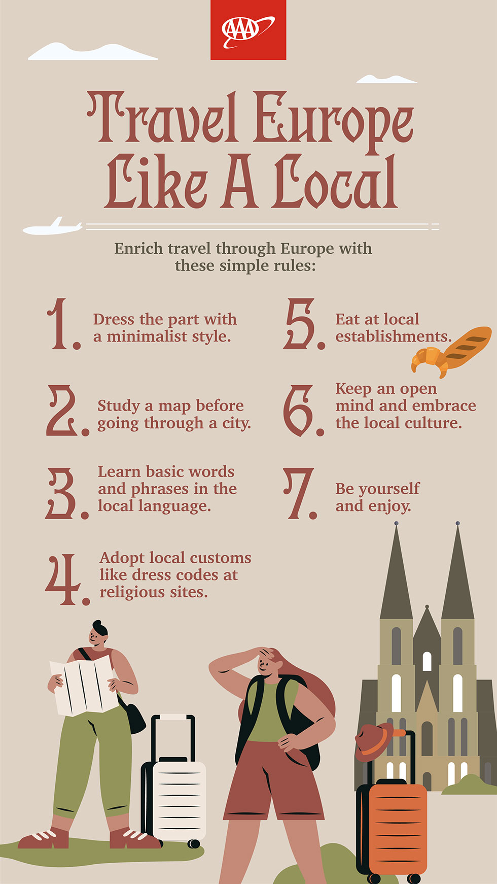 AAA infographic on traveling Europe like a local