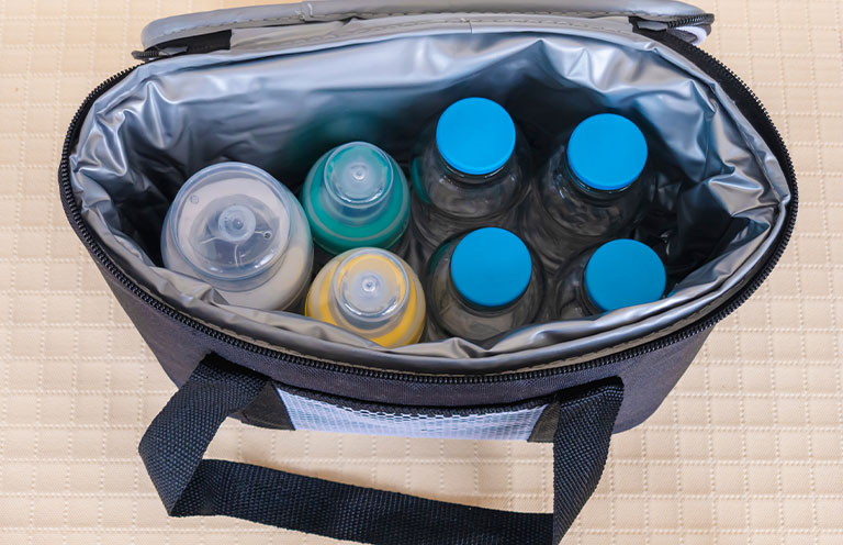 breast milk bottled in a bag