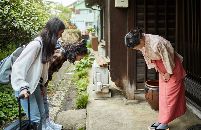 people greeting each other 