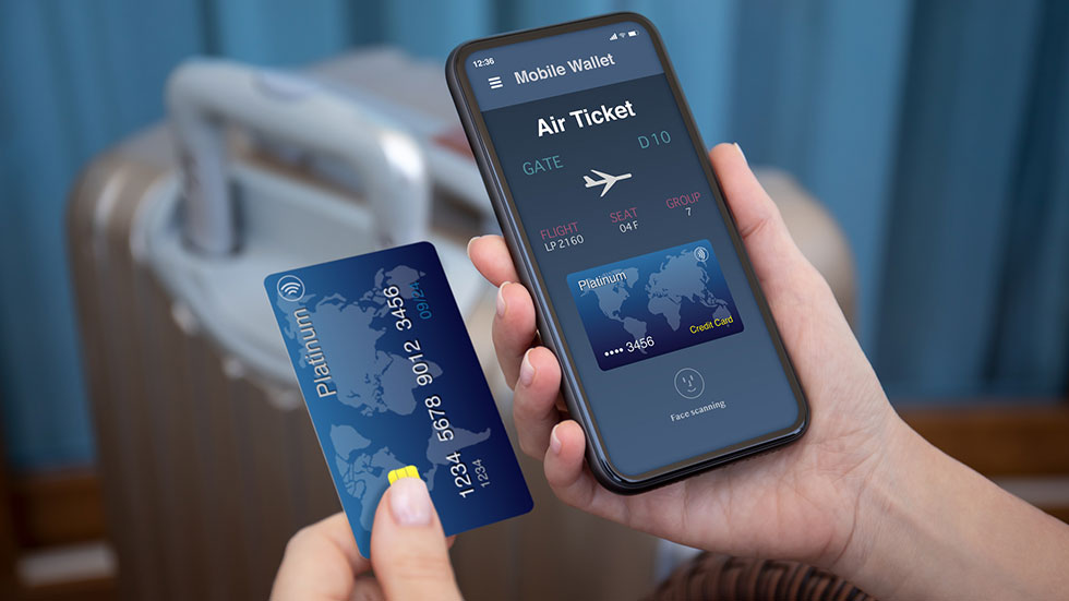 Travel ticket and card is mobile